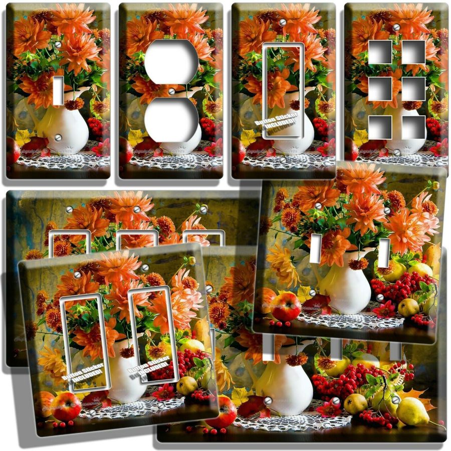 WILD FLOWERS VASE FRUITS STILL LIFE LIGHT SWITCH OUTLET WALL PLATES FLORAL DECOR