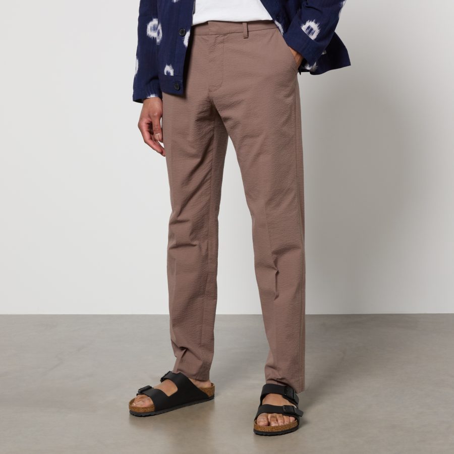 Wax London Alp Smart Cotton-Blend Seersucker Trousers - W34/L32