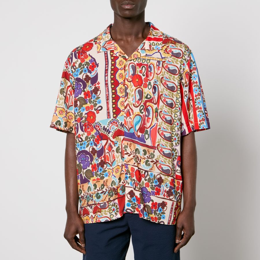 Wax London Didcot Floral-Print Satin-Jersey Shirt - S