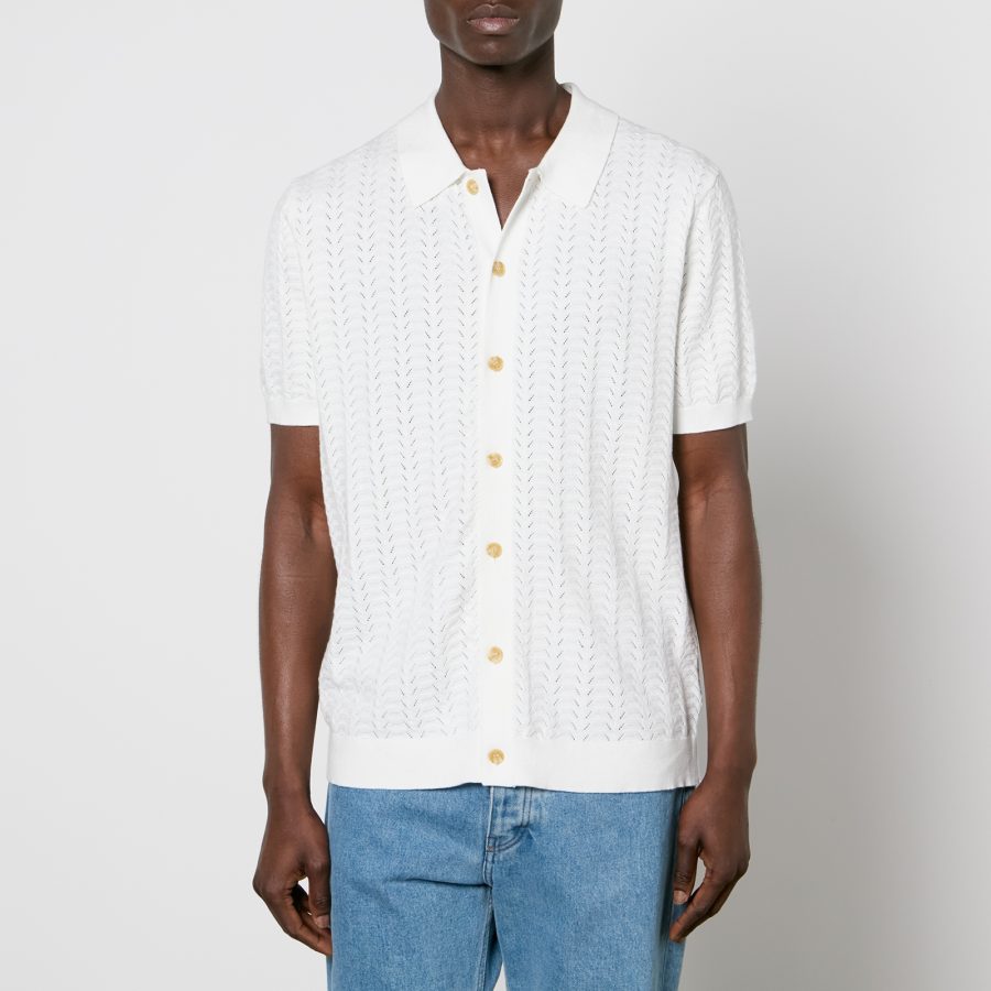 Wax London Tellaro Pointelle-Knit Cotton Shirt - S