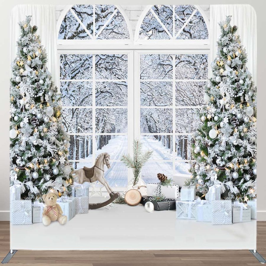 White Christmas Trees Window Pillow Cover Backdrop - Aperturee