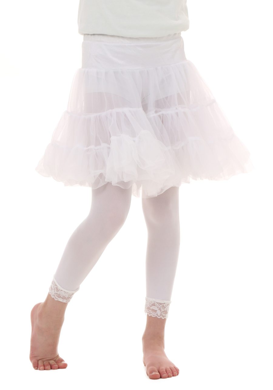 White Knee Length Crinoline for Kids