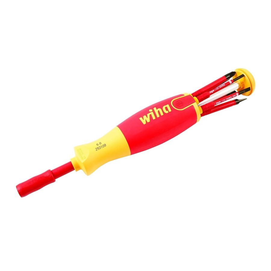 Wiha 28393 Insulated Slim Line Precision Pop Up Screwdriver Set, Slotted, 7-Piec