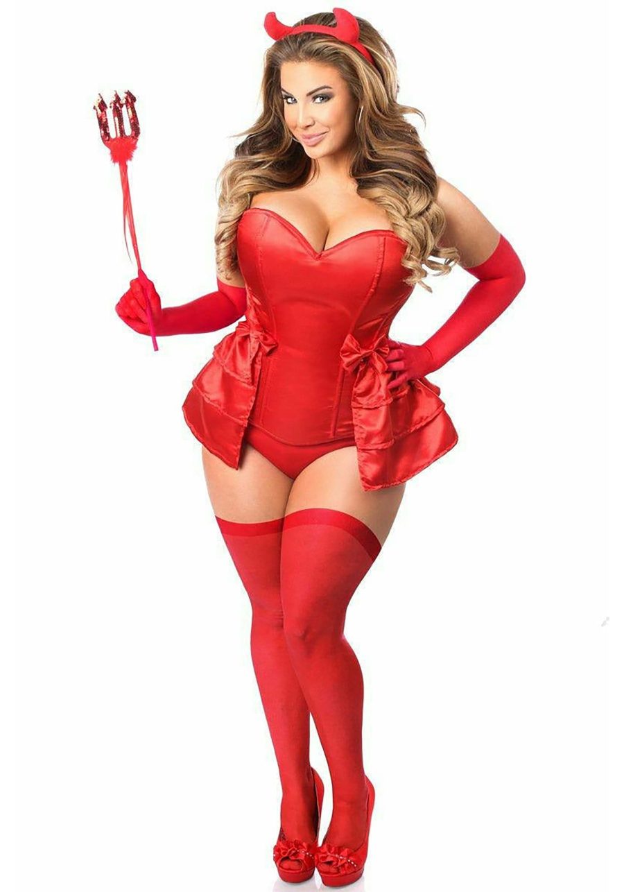 Women's 5 PC Devilicious Corset Costume