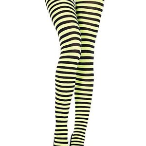 Women's Black and Yellow Striped Tights