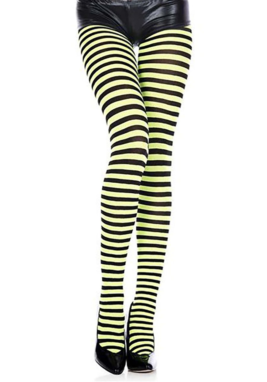 Women's Black and Yellow Striped Tights