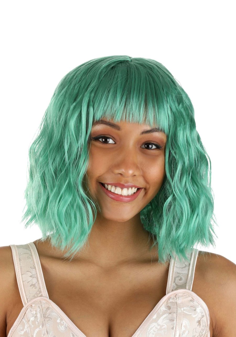 Women's Bright Teal Wavy Wig