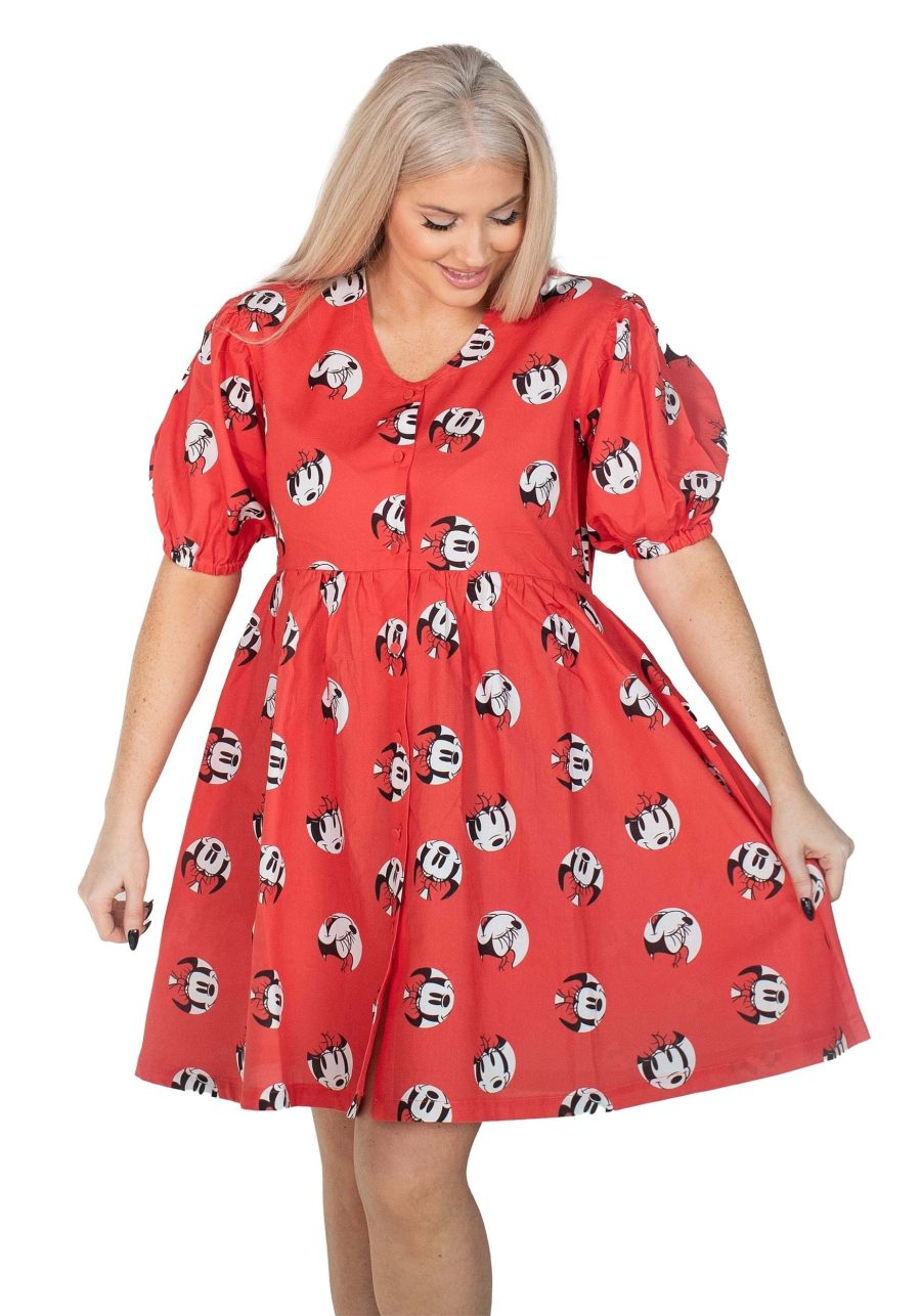 Women's Cakeworthy Minnie Mouse Puffy Sleeve Dress