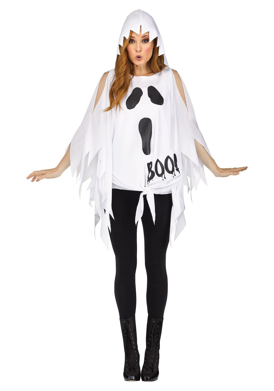 Women's Glitter Ghost Poncho Costume