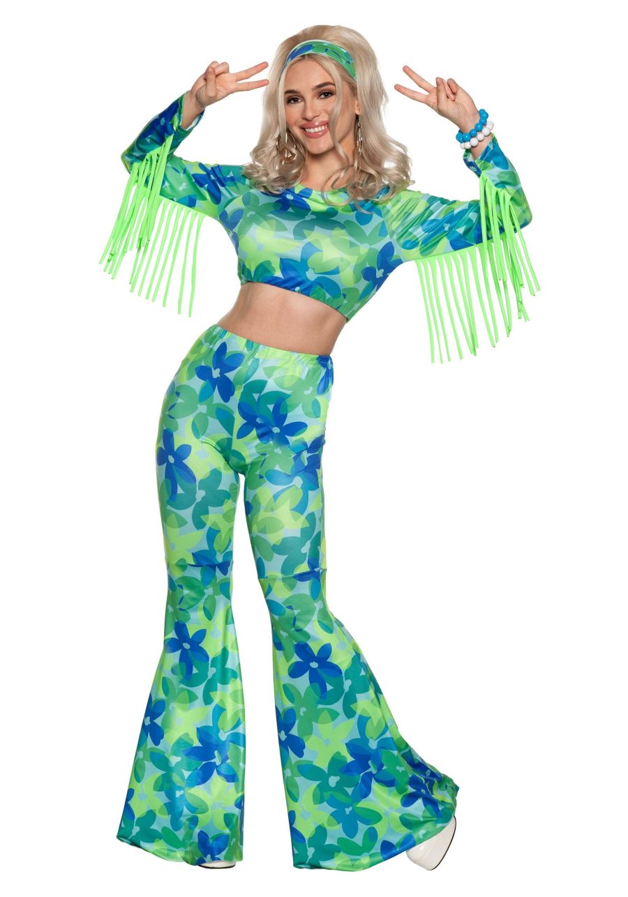 Women's Green and Blue Flower Power Costume