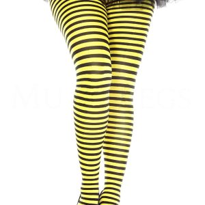 Women's Plus Size Black and Yellow Striped Tights