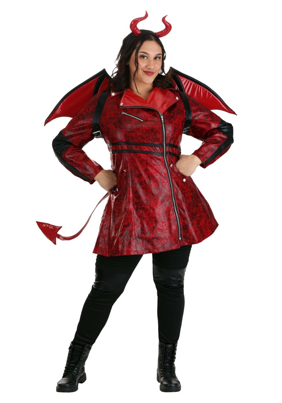 Women's Plus Size Leather Devil Costume