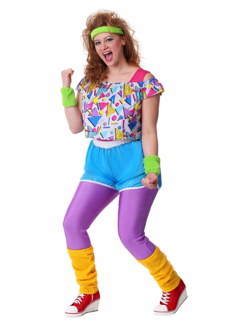 Women's Plus Size Work It Out 80s Costume