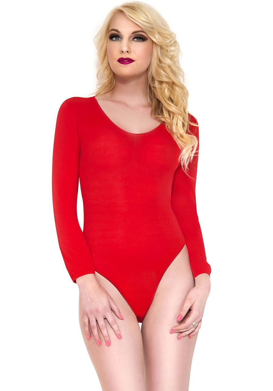 Women's Red Basic Bodysuit