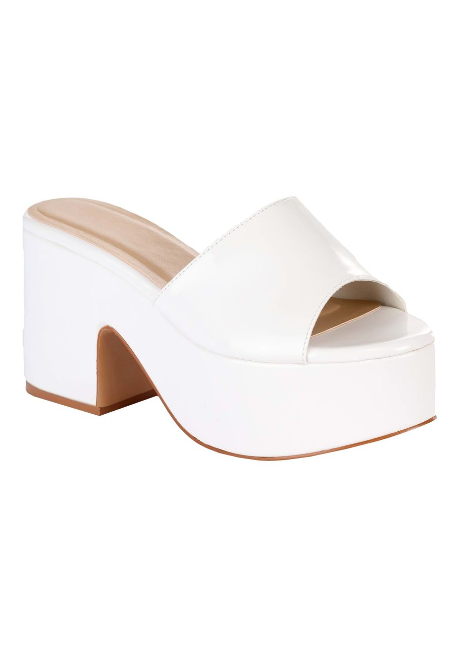 Women's White Mule Disco Sandal Shoes