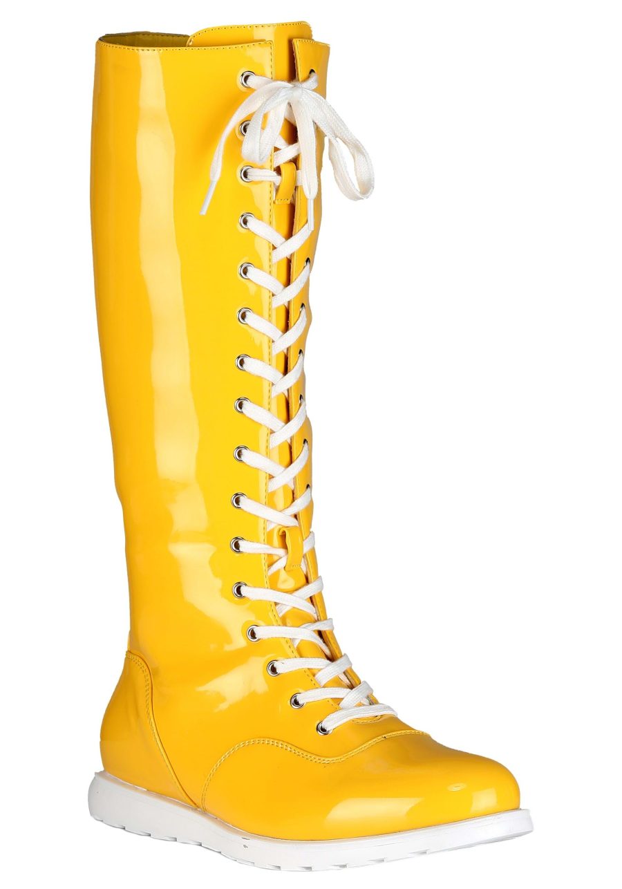 Yellow Wrestling Costume Boots for Adults