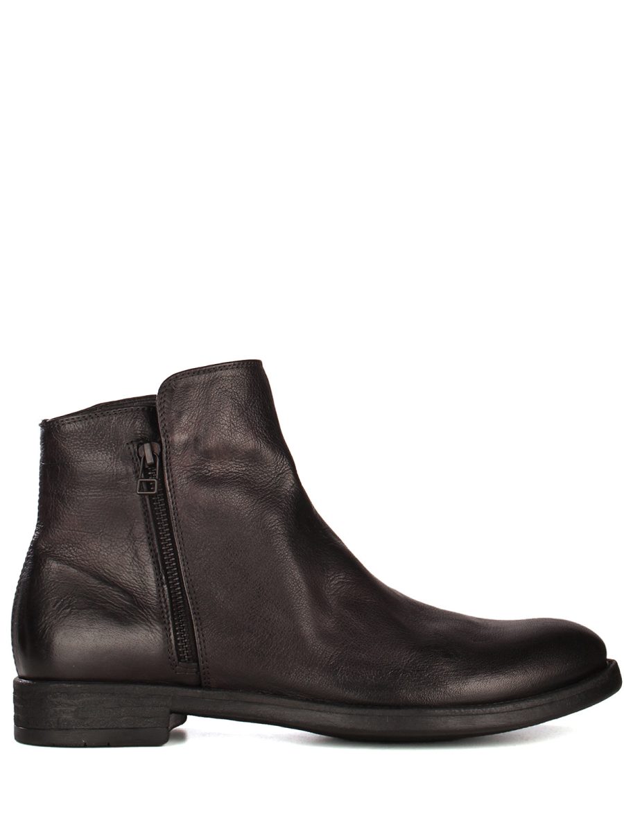 leather ankle boots with zip