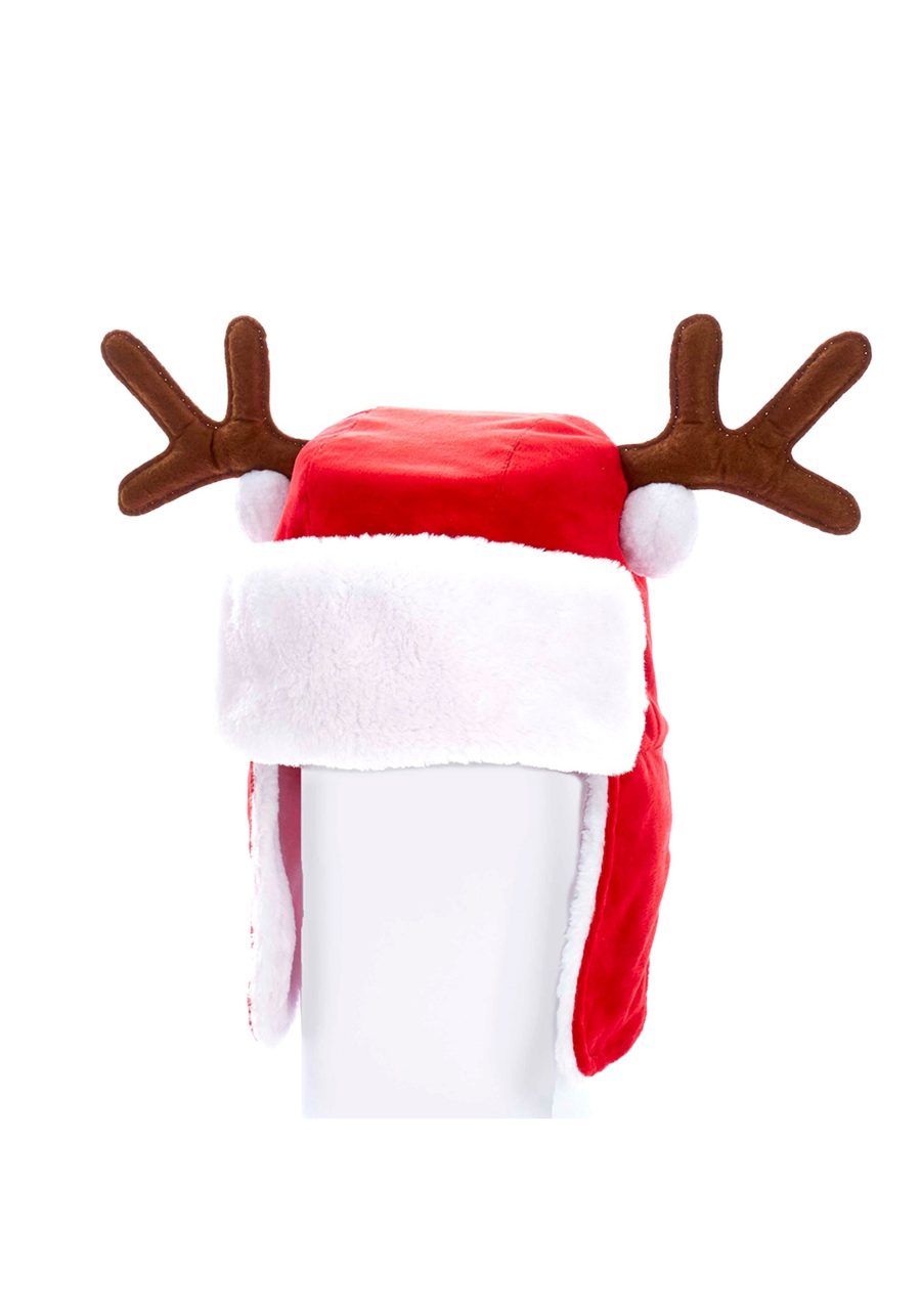 12 Red Adult Christmas Hat w/ Antlers