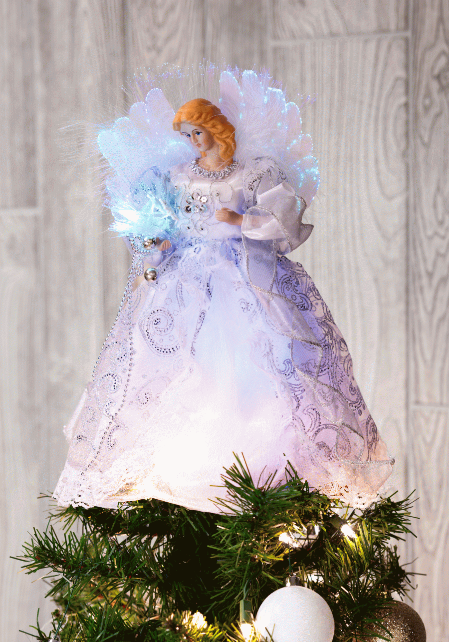 12 White Lighted Angel: Tree Topper