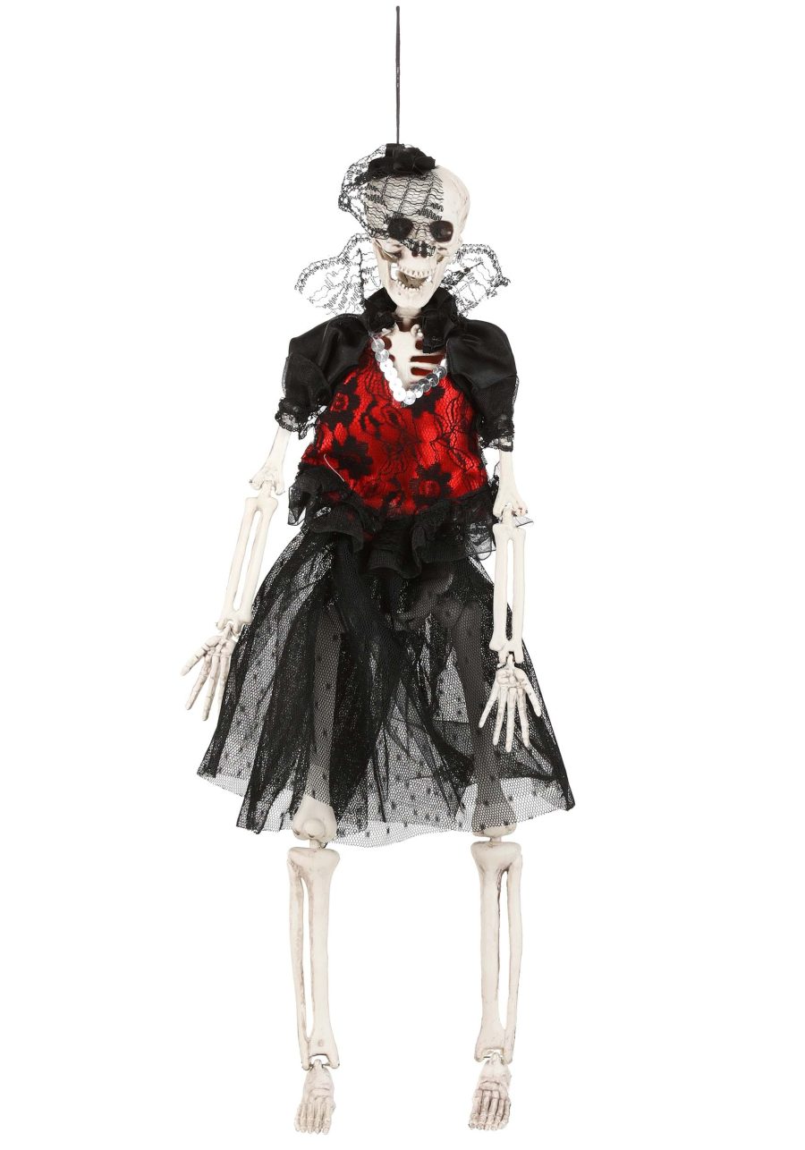 16-Inch Hanging Gothic Dress Skeleton Lady Decoration