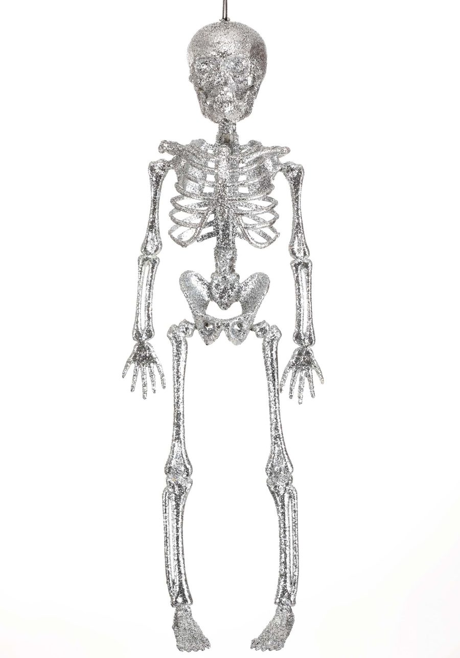 16 Silver Glitter Skeleton Decoration