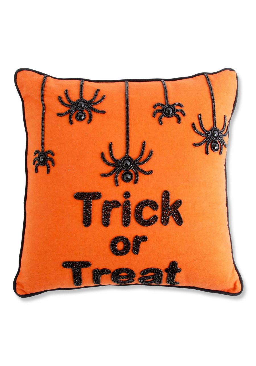 18 Trick or Treat with Spiders Decorative Pillow