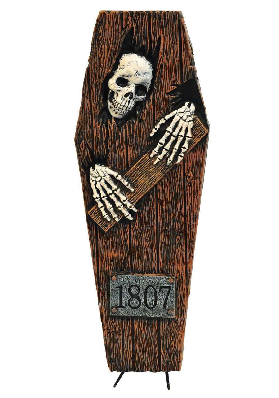 27-Inch Peeping Skeleton Coffin Decoration