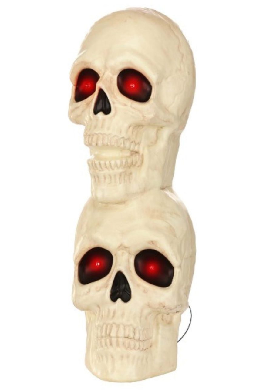 27.5 Stacked Sound Activated Skulls with Light Up Eyes Prop