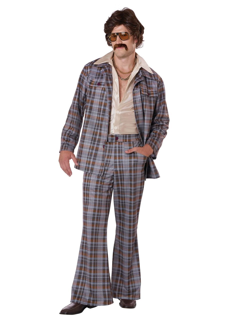 3 Piece 70's Plaid Leisure Suit Costume for Men