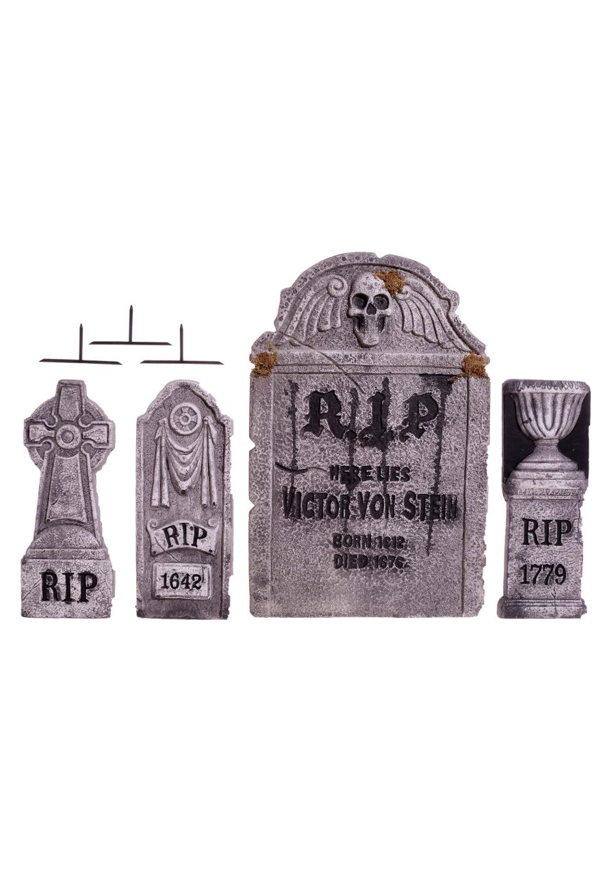 4 in 1 Halloween Tombstone Prop Decoration Set