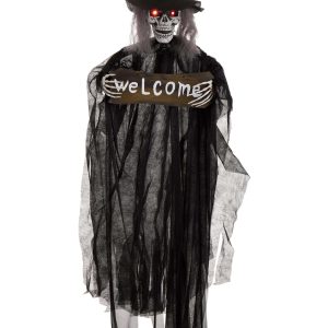 40-Inch Hanging Witch Welcome Decoration