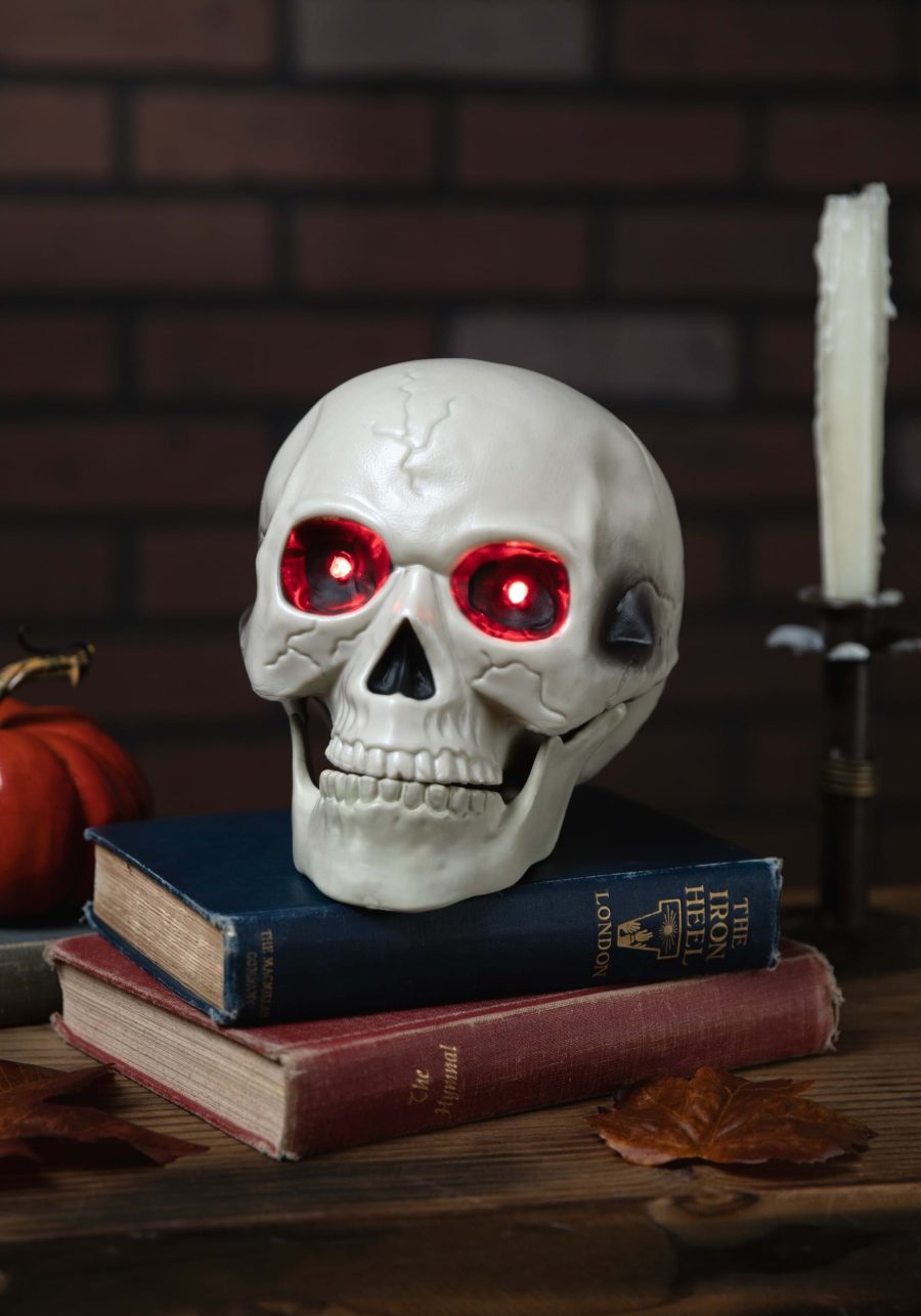 7-Inch Glowing Red Eyes Skull Decoration