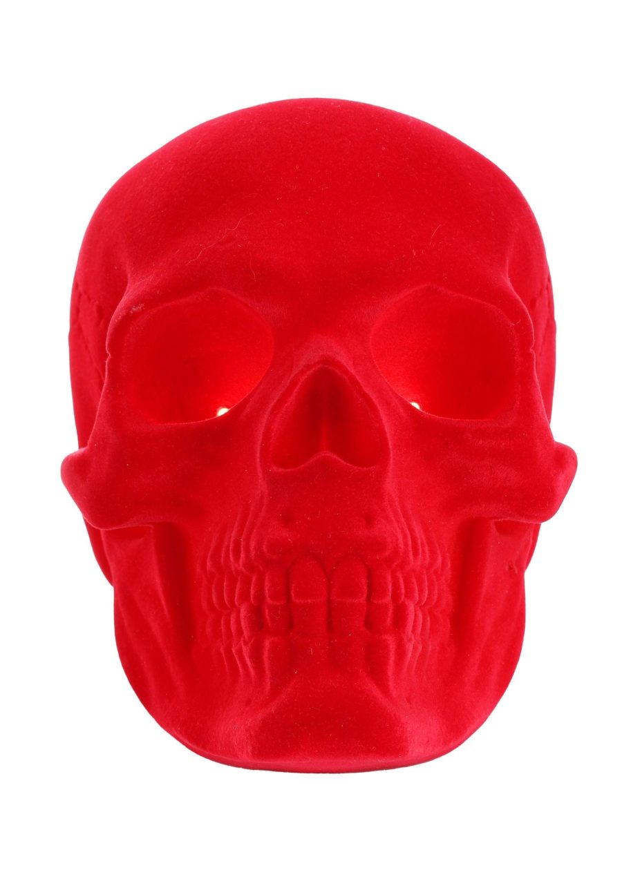 7-Inch Light Up Flocked Velvet Skull Decoration