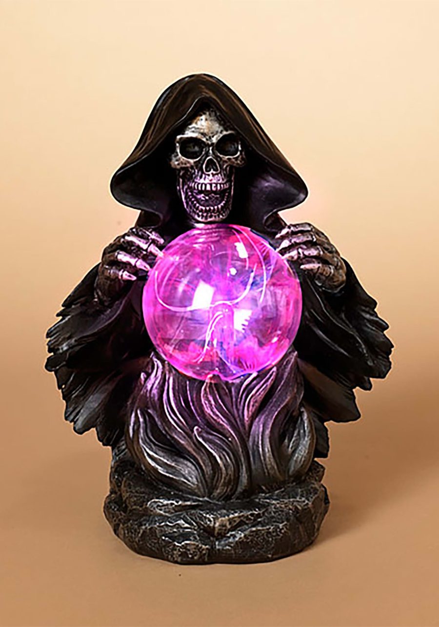 9 Grim Reaper with Static Lighted Magic Ball Decoration