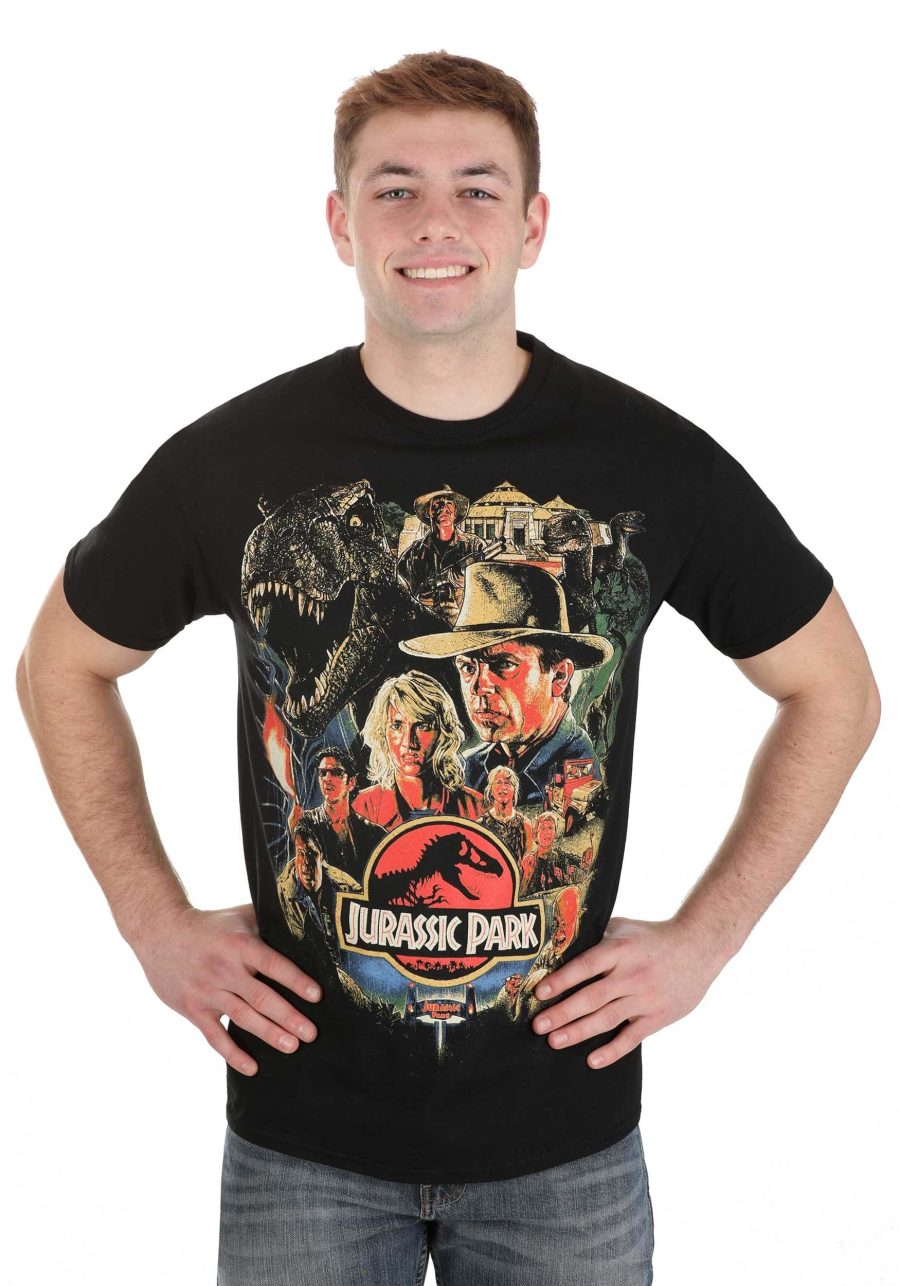 Adult Classic Jurassic Park Poster T-Shirt