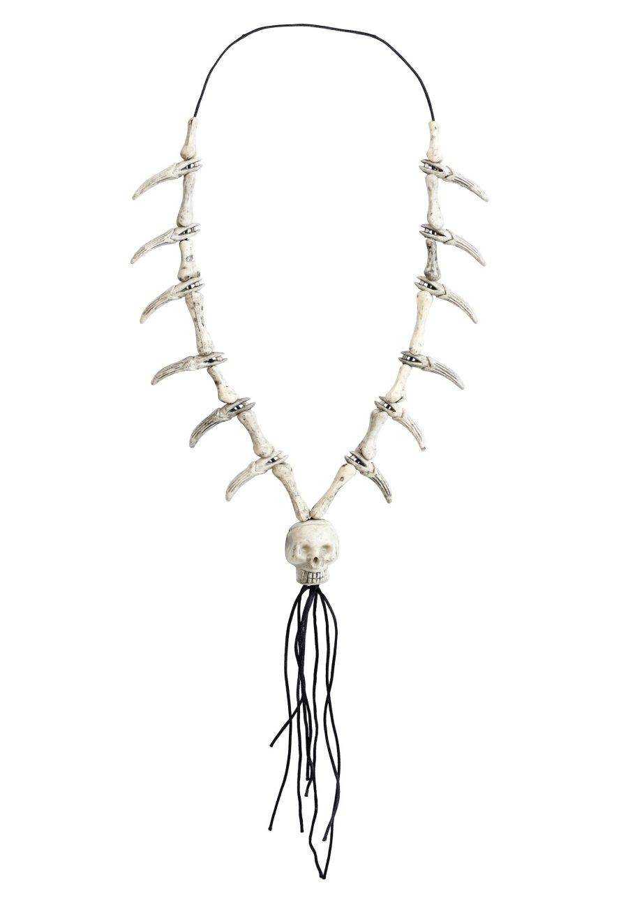 Adult Faux Ivory Costume Necklace with Skull Pendant