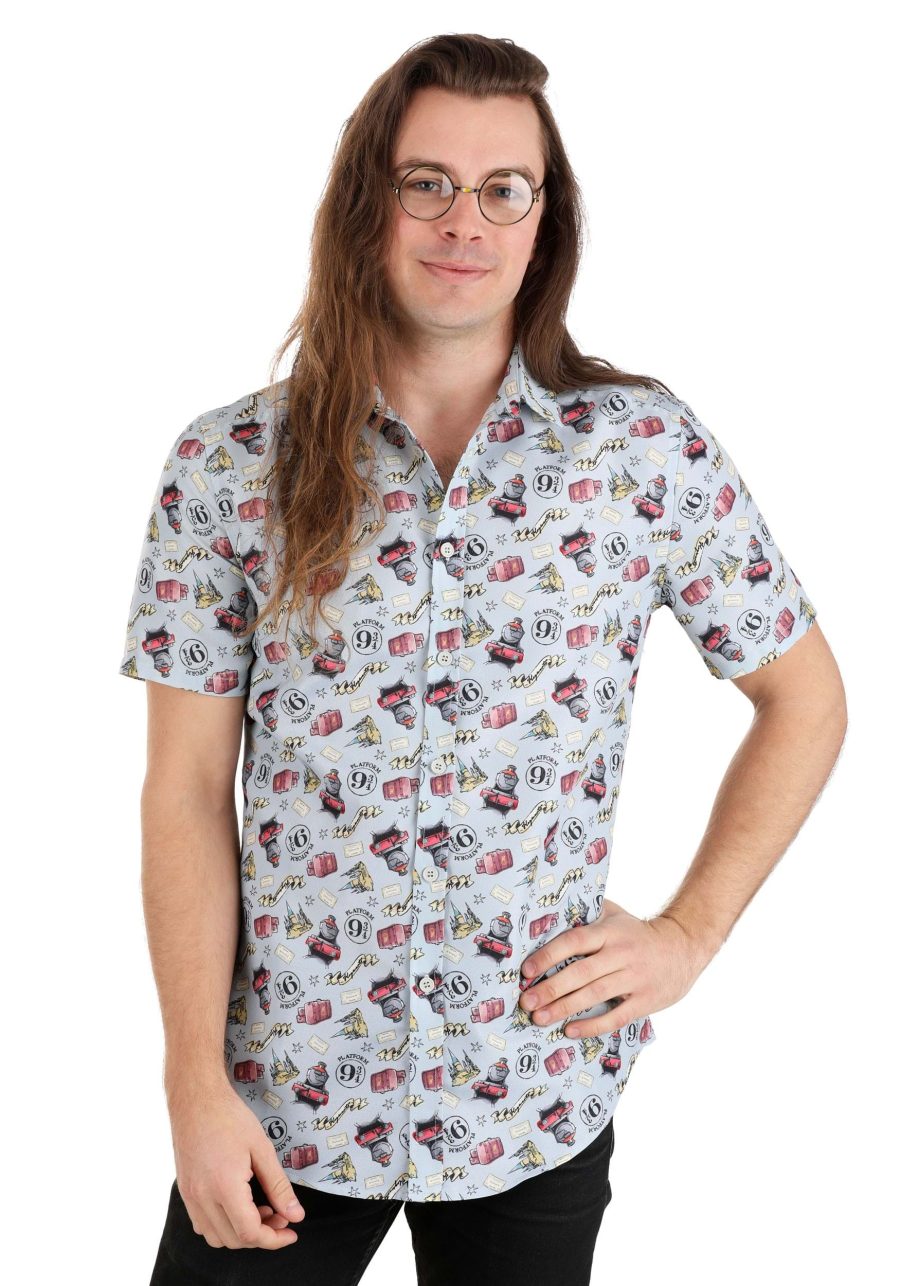 Adult Harry Potter Light Print Button Up Shirt