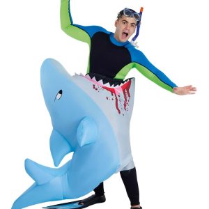 Adult Man Eating Inflatable Shark Costume