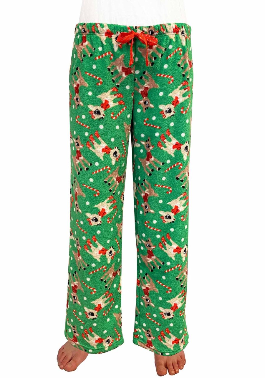 Adult Rudolph & Clarice Cane Toss Plush Pajama Pants