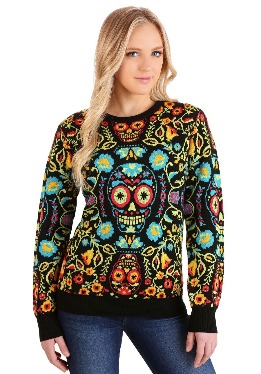 Adult Sugar Skull Halloween Sweater