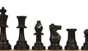 Analysis-Size Plastic Chess Set Black & Ivory Pieces with Green Roll-up Chess Board