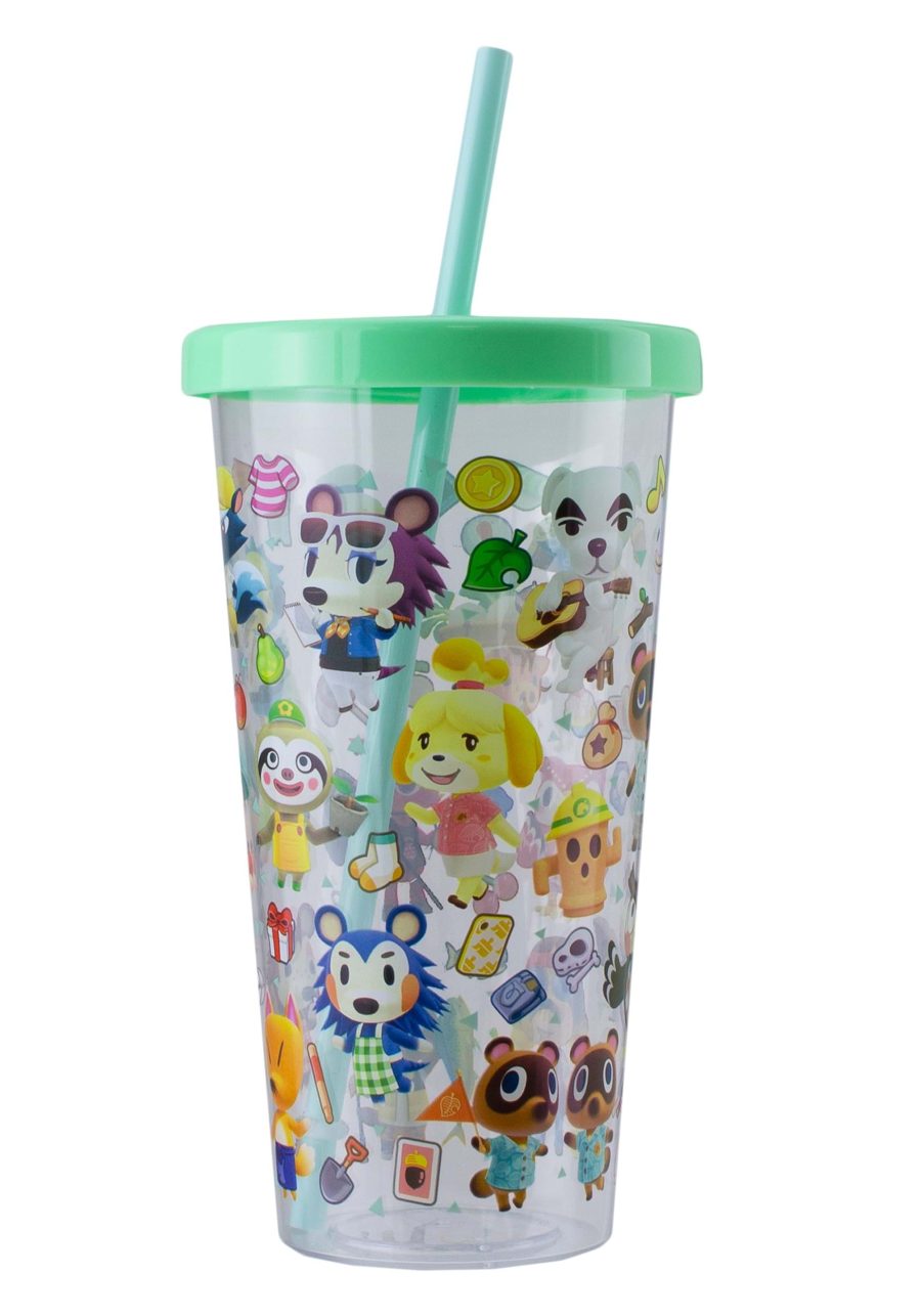 Animal Crossing Plastic Cup & Straw