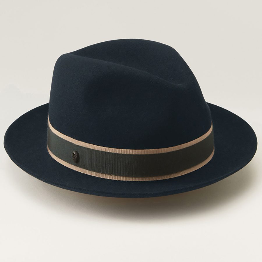 Atticus Fedora - Navy/Green/Nude / L