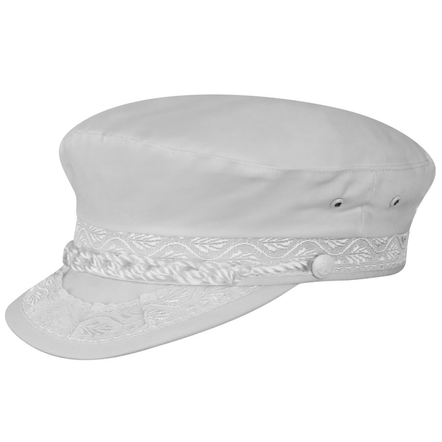 Authentic Greek Cotton Cap - White/7 1/2