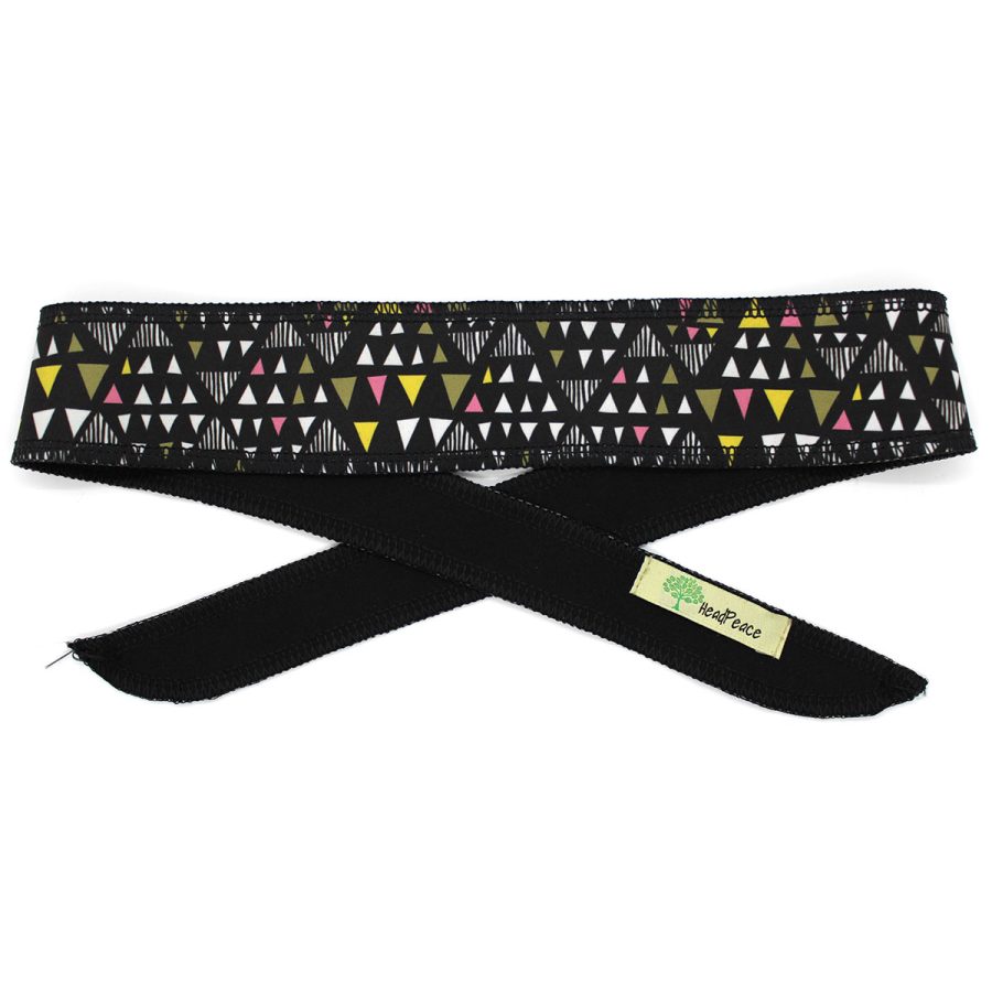 Aztec Tie Band Headband - Black Print/1SFM