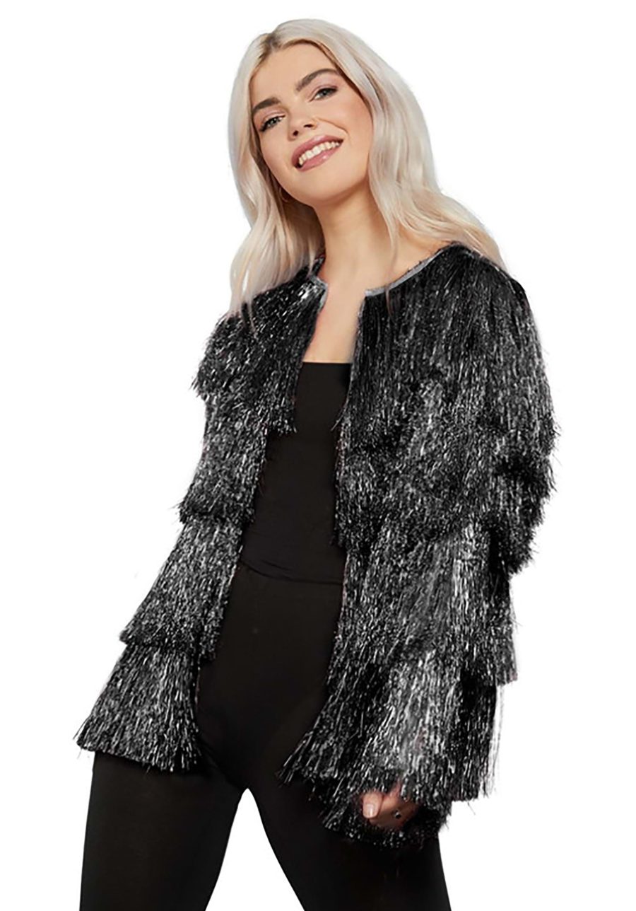 Black Fringe Women's Tinsel Jacket