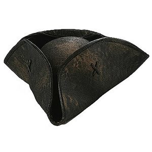 Black Tricorne Pirate Costume Hat Accessory