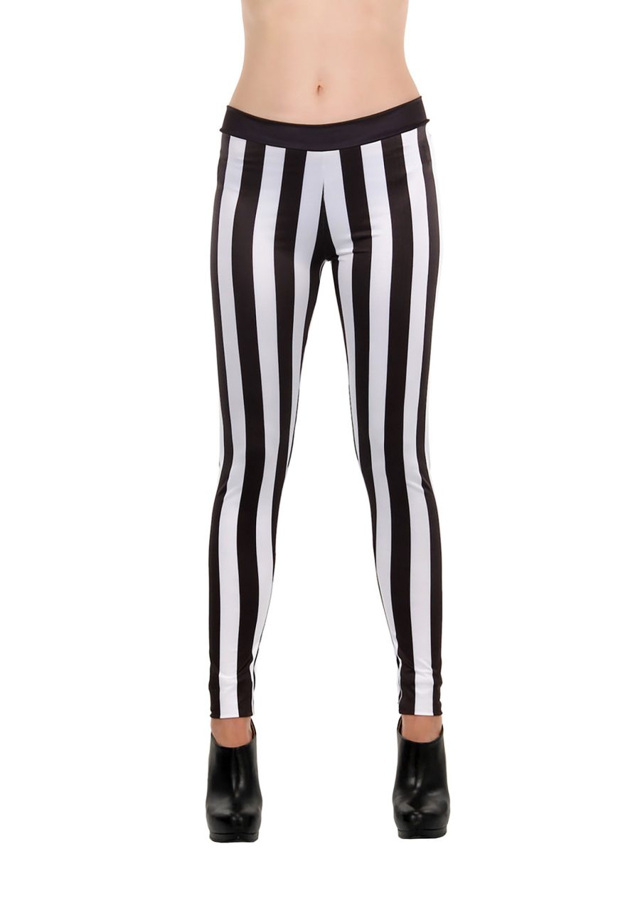 Black and White Striped Leggings