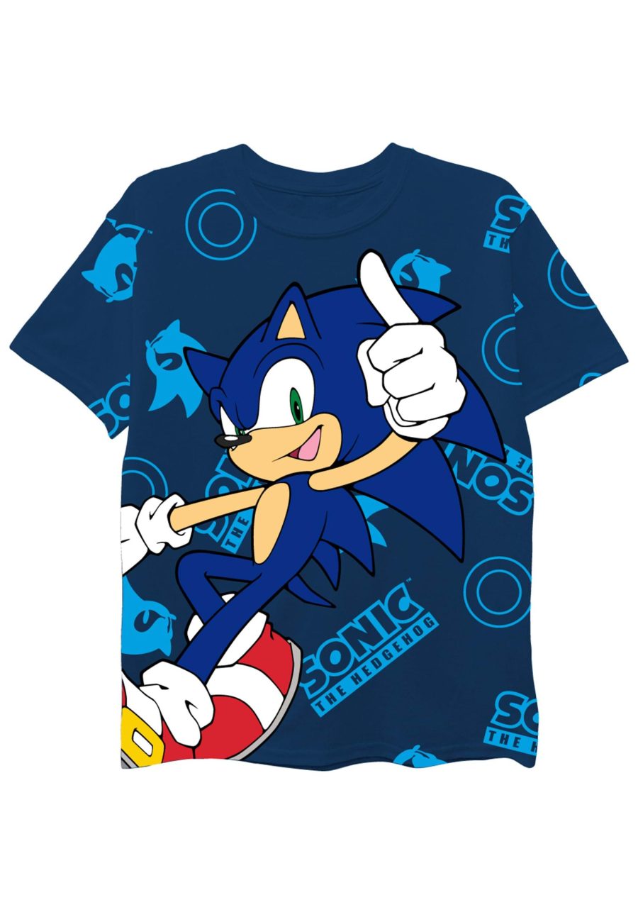 Boys Sonic Logo AOP Oversized Tee