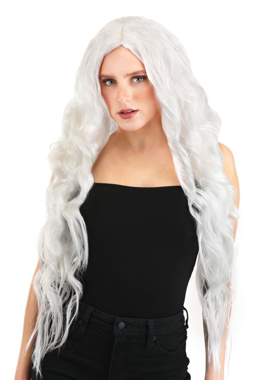 Bright White Long Wavy Wig